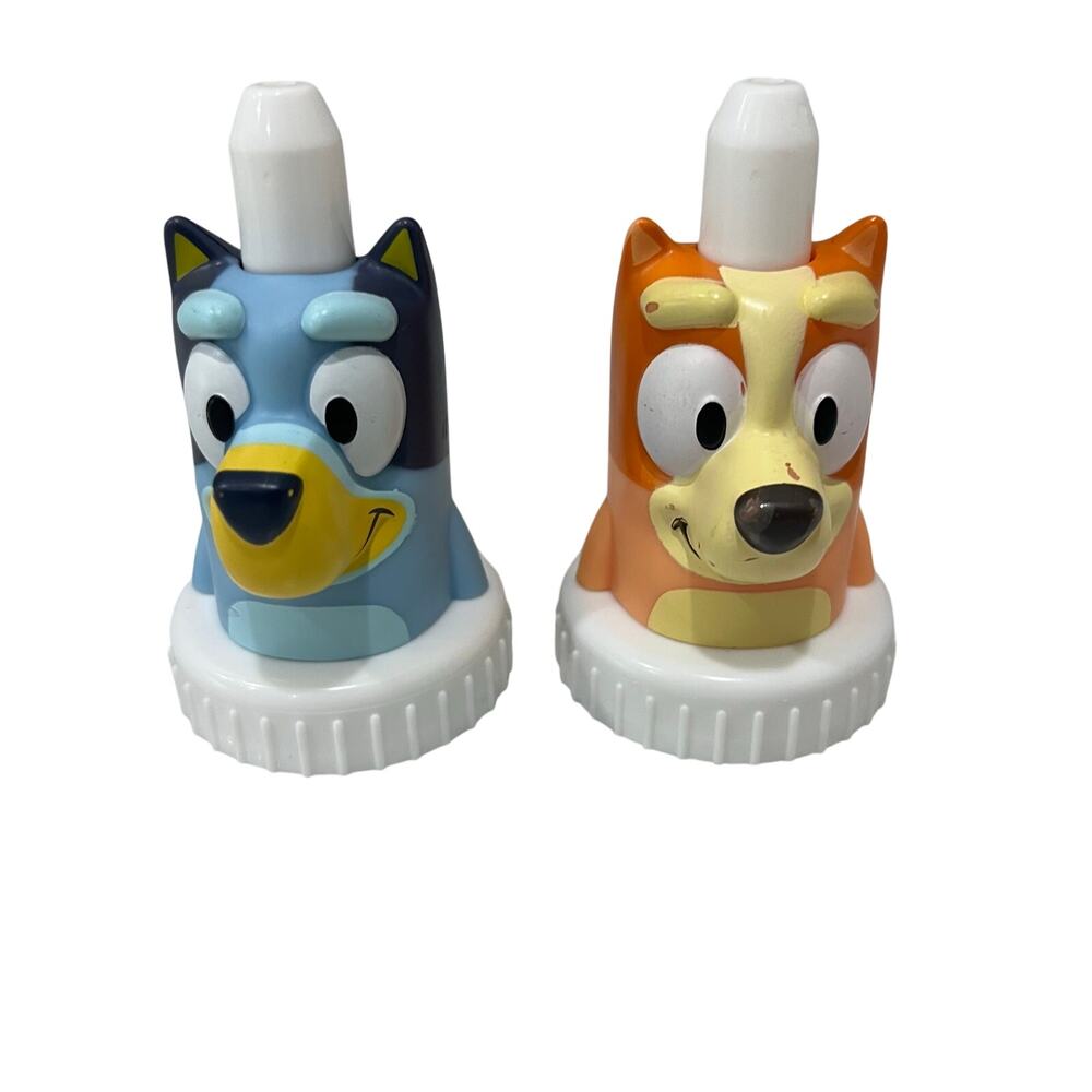 Set of 2 Bluey and Bingo Good 2 Grow Juice Toppers Collectible Character Spouts